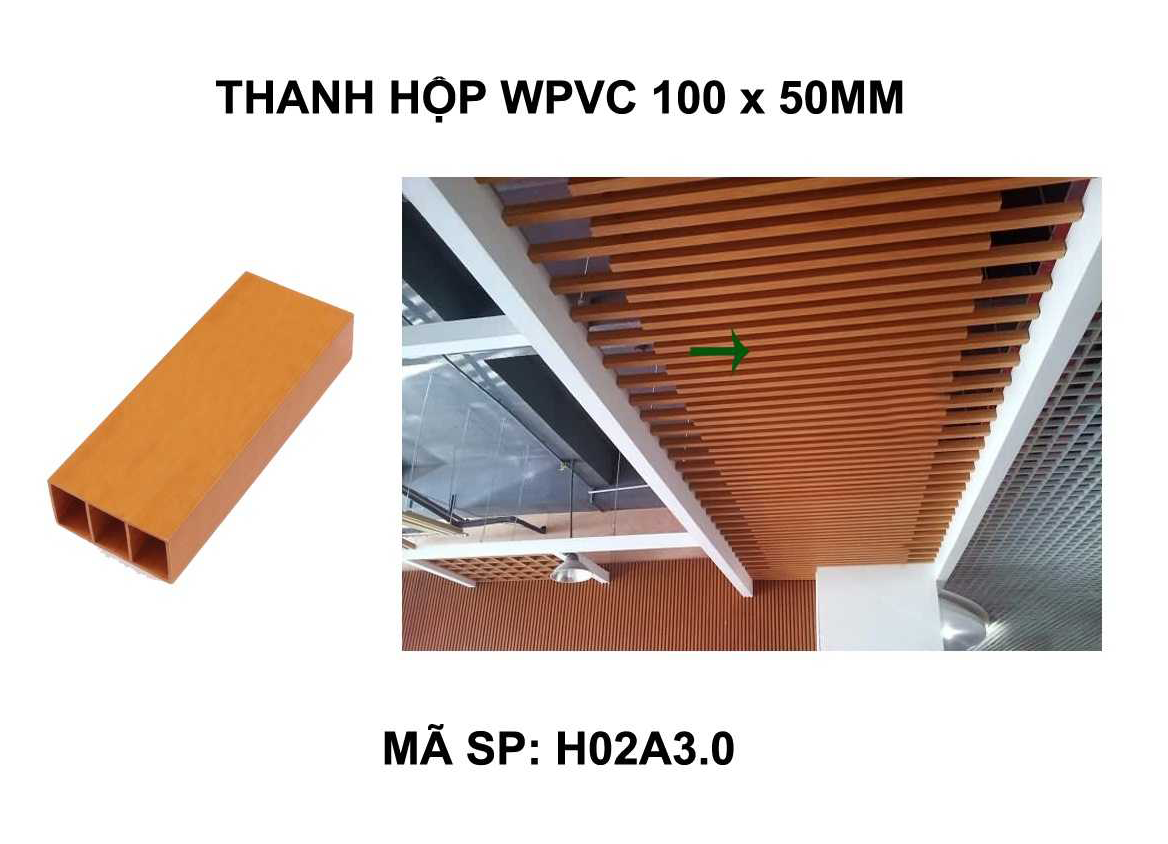 Go nhua sinh thai op tuong tran WPVC thanh hop 100x50 ud