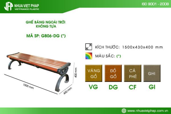 Ghế băng ngoài trời không tựa lưng GB06