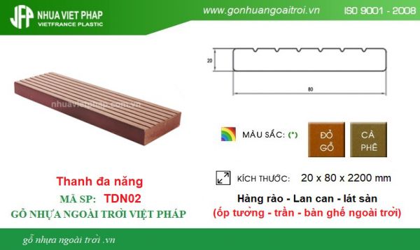 Thanh trang trí TDN02 đa năng GỖ NHỰA VIỆT PHÁP