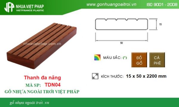 Thanh TDN04 gỗ nhựa trang trí ngoài trời VIỆT PHÁP