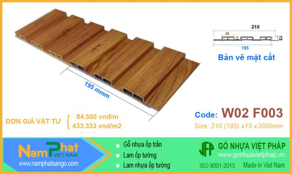 Tấm ốp gỗ nhựa laminate phủ phim G-Plast loại 3 sóng thấp